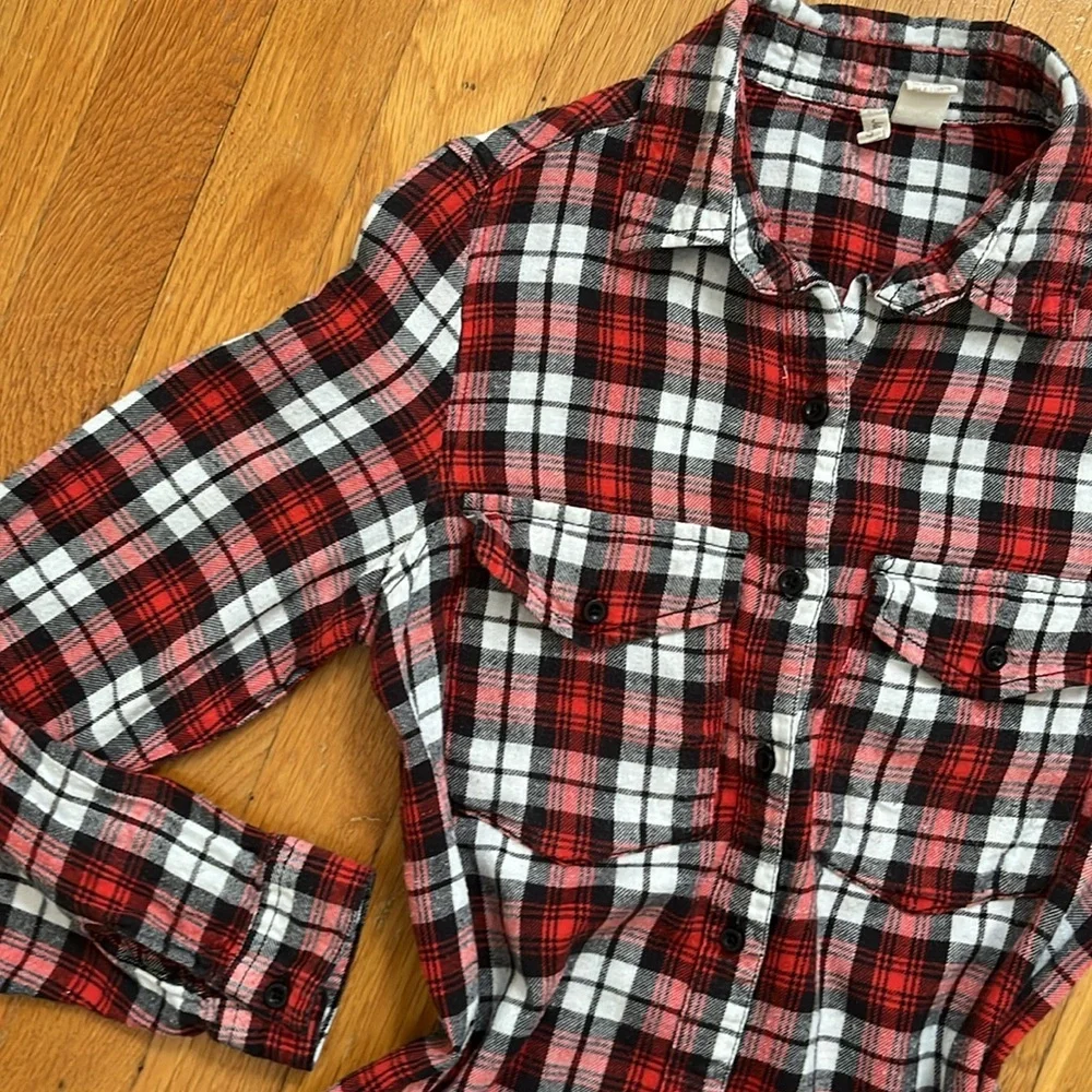 Japna 100% Cotton Flannel Button Down Shirt in Red Black & White Long Top - Picture 6 of 13